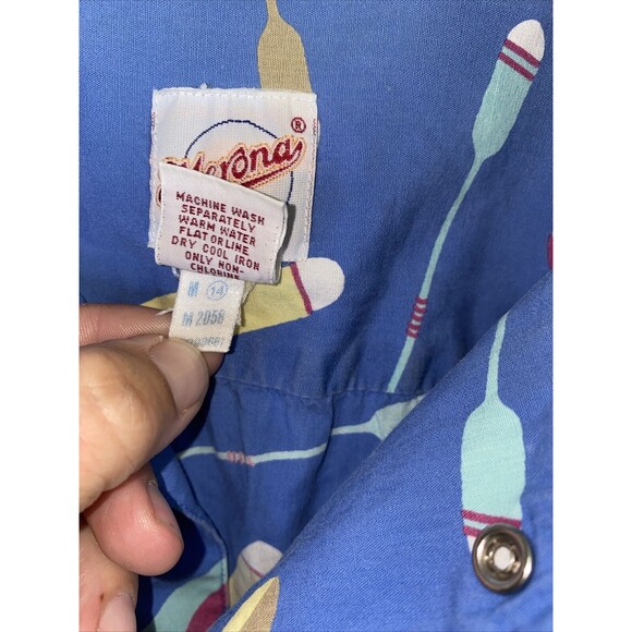 Merona Sport Paddle Board Oars Row Surf Snap Shirt 80s 90s L vintage lake beach - Picture 6 of 10